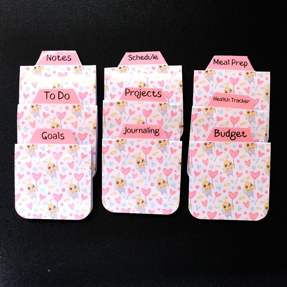 Handmade Magnetic Planner Tabs, journal, bunny, fairy, organize, gift, notebook